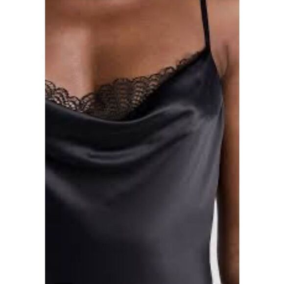 Night Night by Jonathan Simkhai Anya Ruched Slip Dress in Black NWT Size Large - Picture 2 of 6